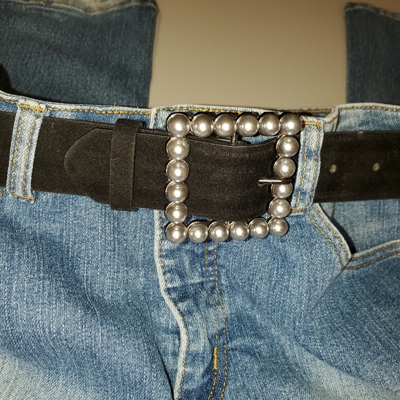 Dynamite, black Square buckle belt, size extra small/small - Picture 3 of 7
